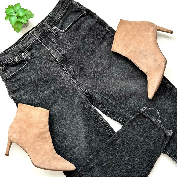 Madewell Balloon Jeans in Biscayne Wash Charcoal Gray Black Raw-Hem Size 28 - Picture 1 of 13